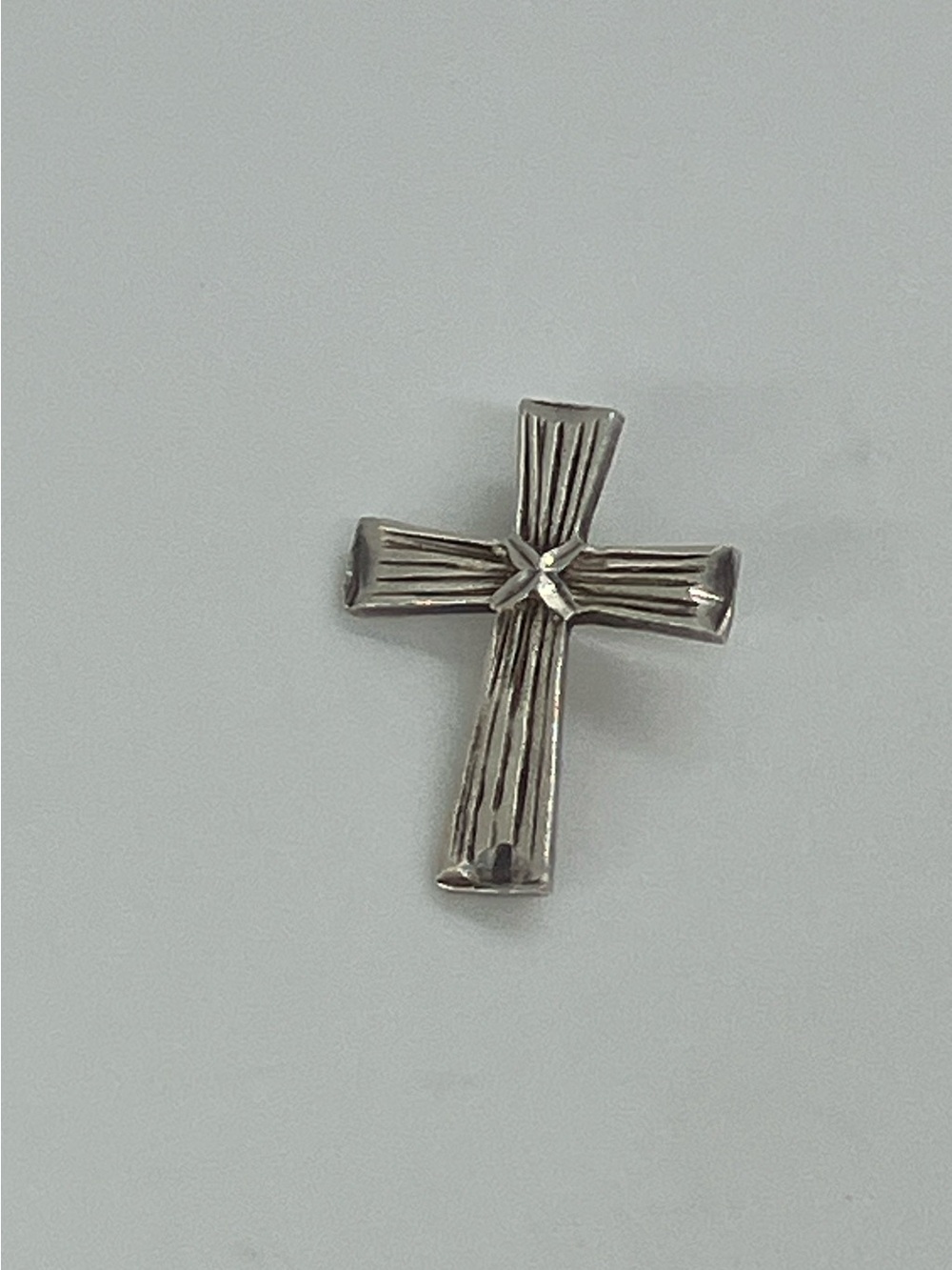 Vtg 925 Sterling Silver Textured Religious Cross Pendant Dainty